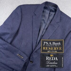 Jos. A. Bank Reserve Wool Cashmere Blazer Sport Coat Men 44L Navy Reda Italy